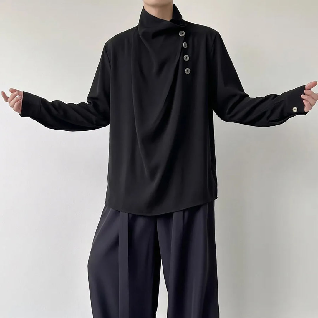 Camisa FS 605 Manga Longa Assimétrica Preta