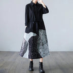 Vestido FS 103 Estilo Chemise Estampado Preto